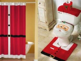 Decoraciones y forros navideños para baños